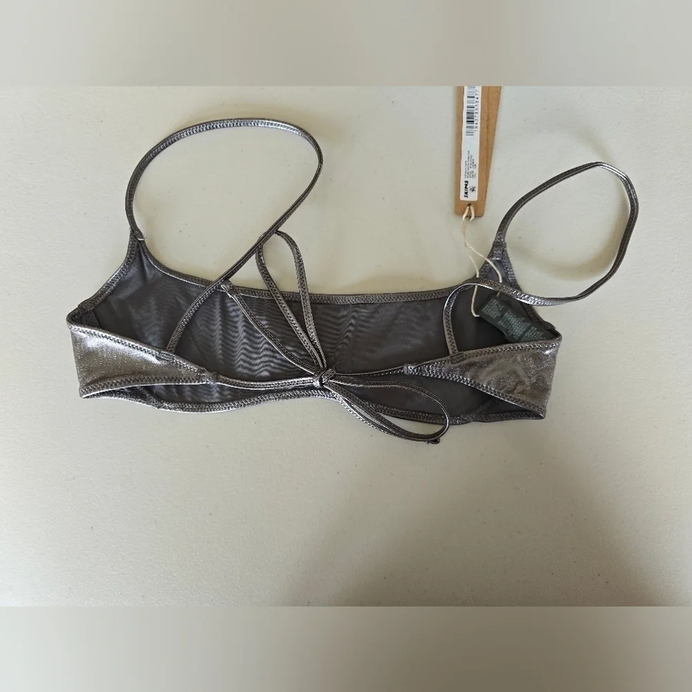 NWT Skims Micro Scoop Bikini Top Metallic Swim Women's Sz XXS.